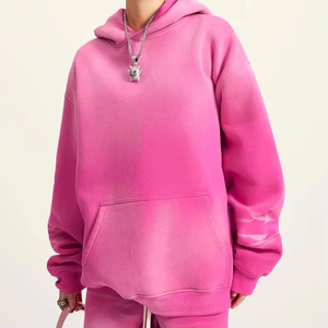 Sweat à capuche personnalisé lavé à l'acide, décontracté, élégant, sweat à capuche femme lavé à l'acide vente en gros de sweat à capuche personnalisé lavable à l'acide rose pour femmes - Product Image 4