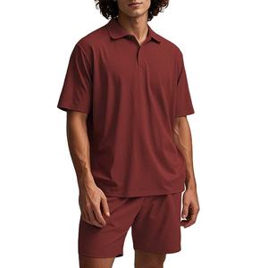 OEM personalizado de los hombres casuales para la camisa de Polo y corto conjunto de gran oferta de nailon que absorbe el sudor de poliéster sólido patrón de tela de lona - Product Image 2