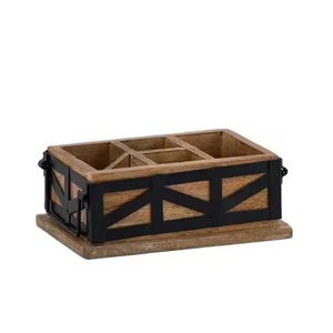 Double-Tiered Wooden Cutlery Organizer for Tableware & <b>Kitchen</b> Use Flatware <b>Utensil</b> & Condiment Caddy Holder - Product Image 3