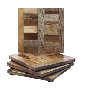 Sous-verres carrés en bois d'acacia, accessoires pour la salle à manger et la cuisine, ensemble de sous-verres à thé, accessoires de cuisine - Product Image 1