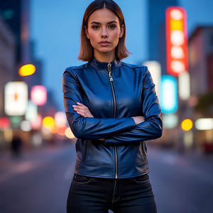 Femmes hiver mode col montant veste à glissière en cuir de mouton véritable coton remplissage respirant élégant dames vêtements d'extérieur - Product Image 4