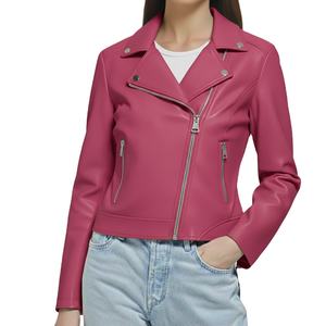Genuine Real Leather Premium Plain Stand Collar Zipper Closure Size All Luxury <b>Women's</b> Fit Winter <b>Jacket</b> Custom Design New Style - Product Image 5