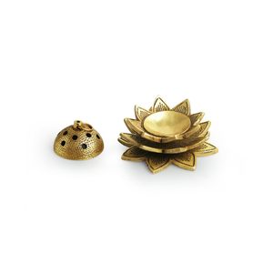 Quemador de Incienso de Latón Dorado Hecho a Mano, Ecológico, Religioso, Diseño Minimalista Moderno, Recolector de Cenizas, Aromaterapia - Product Image 4