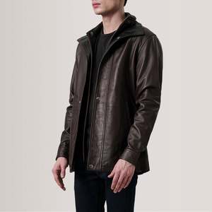 Abrigo de Cuero Color Granate para Hombre Connor - Product Image 3
