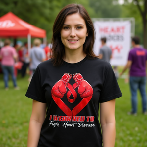 T-shirt rouge pour femmes pour la sensibilisation à la maladie cardiaque, lutter contre la maladie cardiaque avec un accessoire de mode - Product Image 2