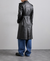 Manteau trench en cuir véritable noir pour homme, grande taille, ceinturé, long, imperméable, respirant, écologique, style vintage, réversible