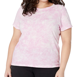Camiseta de Manga Corta para Mujer, Tejida, con Estampado Digital Transpirable y Ecológico, Diseño Tie-Dye Sólido, 100% Algodón, Estilo Casual - Product Image 1