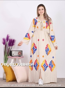 À la mode femmes à manches longues Designer fête porter géométrique broderie Maxi robes grande taille impression numérique sur tissu - Product Image 6