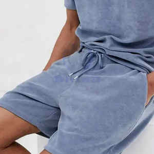 Alta calidad transpirable 100% algodón para hombre conjunto doble cómodo verano gimnasio entrenamiento camiseta pantalones cortos conjunto 2024 última ropa Casual - Product Image 4