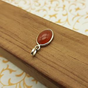 ทำด้วยมือ925จี้เงินแท้คุณภาพดีพลอยคาร์เนเลี่ยนทรงวงรีมีเพชรดีไซน์เครื่องประดับที่ไม่เหมือนใครด้านหลังเรียบ - Product Image 2