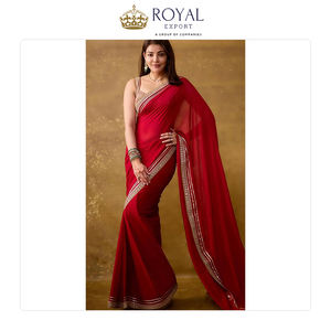 Direct Factory Supply Hot Selling Classic Style Designer Indian Clothing Fandy Satin <b>Silk</b> <b>Fabric</b> Saree with Embroidery Work - Product Image 4