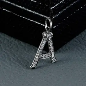 Breloques de l'alphabet en diamant, 92.5 Sterling, pendentif lettre A, bijou de styliste, nouvelle collection