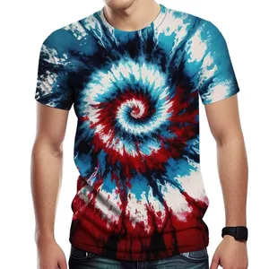 100% 면 티셔츠 여름 사용자 정의 로고 인쇄 남자의 넥타이 염료 유기농 면 220 GSM 티셔츠