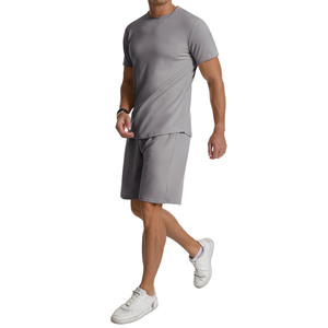 Men's Casual Two Piece Set Short Sleeve Solid Color Quick Dry Jogger Sports Shorts Winter Sports Tracksuits Custom Print Logo - Product Image 5