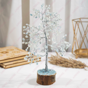 Árbol de la Vida de Cristal de Aguamarina de Calidad Premium AAA con 300 Piedras Preciosas, Diseño Elegante, para la Sanación Emocional y la Paz, Decoración para el Hogar - Product Image 1