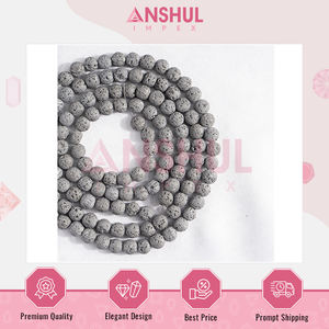 Proveedor indio de hebras de cuentas redondas de Lava Gris de 8mm de tamaño de piedras preciosas brillantes y pulidas de buena calidad para compra a granel - Product Image 4