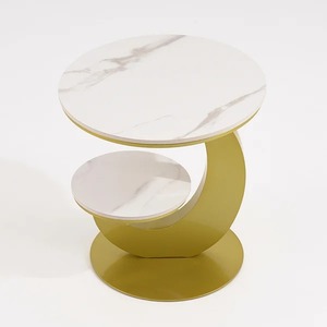 White Marble 2 TIer <b>Display</b> <b>Table</b> Modern Gold Sintered Stone Top Sofa Side Tea <b>Table</b> for Home Living Room Coffee <b>Table</b> - Product Image 3