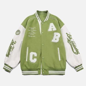 Chaqueta universitaria con grafiti de servicio OEM para hombre, logotipo personalizado bordado, pareja negra, mangas largas de poliéster/algodón, transpirable rápido - Product Image 2