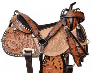 Selle de course occidentale de style anglais de haute qualité | Cuir et matériaux synthétiques pour le trail, le plaisir et l'équitation - Product Image 2