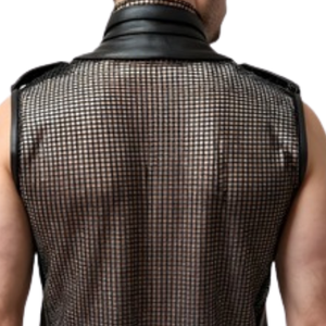 <b>Mens</b> Gridlock Black <b>Leather</b> and Mesh <b>Harness</b> Faux <b>Leather</b> Fetish Clubwear Chest <b>Harness</b> - Product Image 5