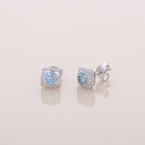 Luxury 0.64ct <b>Blue</b> Round Lab Grown Diamond <b>Stud</b> <b>Earrings</b> IGI Certified Rhodium Plated Solid 925 Sterling Silver - Product Image 3
