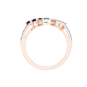 Anillo fino de oro sólido de 14K personalizado Compromiso único con diamante cultivado en laboratorio IGI y zafiro sintético Fabricante de joyas OEM - Product Image 4