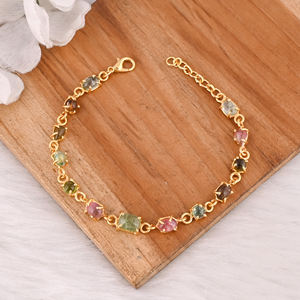 Pulsera de Plata de Ley 925 con Turmalina de Diseño para Mujer, Pulsera Hecha a Mano Personalizada, Joyería con Dijes, Pulsera de Cadena - Product Image 4