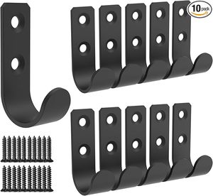 Crochets muraux en forme de U noirs pour manteau Robe Serviette Suspendue Utilisation intérieure et extérieure Crochets utilitaires pratiques et Rails Produit - Product Image 5