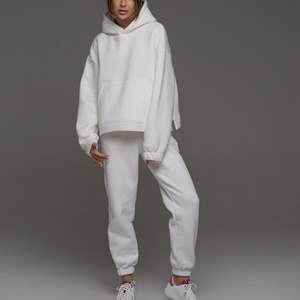 Conjunto Deportivo Informal de Alta Calidad para Mujer, Sudadera Holgada con Capucha y Pantalones Deportivos, Estilo Holgado, Conjuntos Deportivos Lisos - Product Image 3