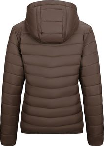 Blouson matelassé pour femme avec logo personnalisé brodé, col montant, fermeture éclair, imperméable, manteau d'hiver fin et uni - Product Image 6