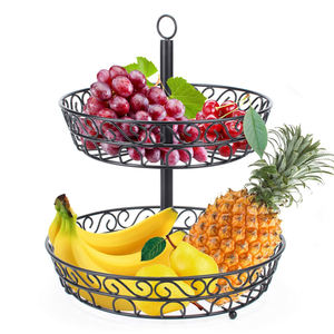 Panier à fruits en fer à 2 niveaux en métal Rangement de table élégant pour fruits et légumes pour garder les produits frais et facilement accessibles - Product Image 6