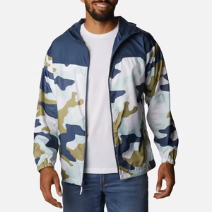 Respirant Sublimation coupe-vent à capuche veste hommes imperméable Polyester fermeture éclair léger sport voyage vestes de plein air - Product Image 3