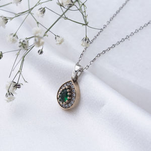 Pendentif en forme de poire en pierre CZ, breloque turque authentique, vente en gros, bijoux en argent Sterling 925 - Product Image 3