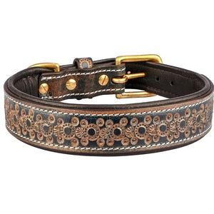 Collier de chien à poils originaux avec cristal coloré et boucle dorée - Product Image 1