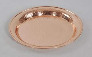 Plateau de service martelé en cuivre pur fait à la main avec poignées en laiton, grande vaisselle, plateau pour la maison - Product Image 6