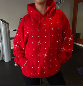 Moda mezcla de algodón sudaderas con capucha de diamantes de imitación para los hombres personalizados de gran tamaño zip up heavyweight faded boxy HOODIE streetwear al por mayor - Product Image 1