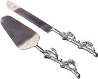 Juego de cuchillos y servidores de acero con mango de cristal, herramienta de pastel de acero inoxidable de tamaño personalizado, juego de servidor de cuchillos para pastel de Pizza