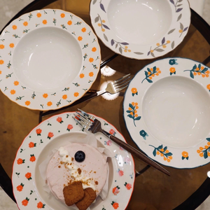 Phong Cách Bắc Âu 8 Inch Gốm Bữa Ăn Tối Tấm Hiện Đại Dễ Thương Mô Hình Nhà Máy Bộ Đồ Ăn Cho Bữa Tiệc Bên Hoặc Hộ Gia Đình Sử Dụng - Product Image 1