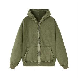 เสื้อฮู้ดผ้าฟลีซปักลายวินเทจสำหรับผู้ชายเสื้อฮู้ดซักด้วยกรดซักมีฮู้ดสำหรับฤดูหนาวบริการ OEM - Product Image 2