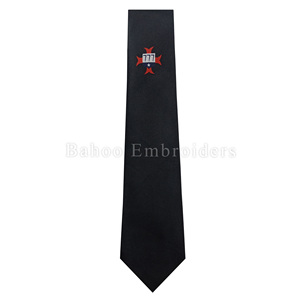 MASONIC REGALIA BLACK TIE Lodge Logo Premium Apparel-CORBATA FREEMASON - Product Image 2