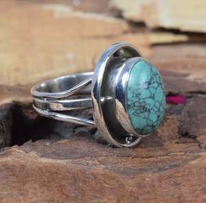 Handmade Turquoise 925 Sterling Silver <b>Mens</b> Ring US Size 7 Gemstone Jewelry Gift <b>For</b> Him - Product Image 2