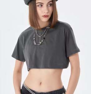 T-shirt à manches courtes pour femmes OEM Logo personnalisé Streetwear Haut tendance d'été - Product Image 6
