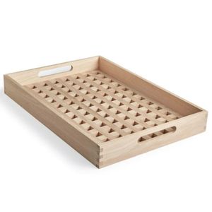 Bandeja de servicio de madera compacta y ligera, ideal para aperitivos rápidos, té, café, servicio diario, uso funcional práctico para el hogar - Product Image 1