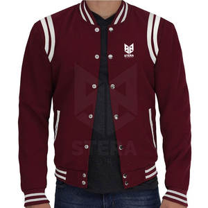 แจ็กเก็ตเลตเตอร์แมนสำหรับผู้ชายคอตั้งเสื้อแจ็กเก็ตผ้าฝ้าย100% มีสไตล์ - Product Image 1