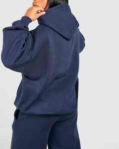 Ventes en gros de survêtements pour femmes à épaules tombantes, 100% coton, anti-boulochage, respirants, ensemble de survêtement 2 pièces, saison hivernale, OEM - Product Image 3