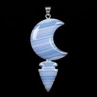Pendentif pointe de flèche en forme de lune fait à la main | Cristal percé pour bijoux et guérison Reiki