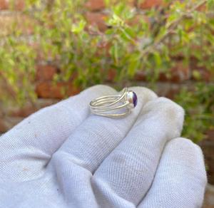 Anillo de declaración clásico de Plata de Ley 925 para mujer, de amatista Natural piedra preciosa, ajuste de bisel de corte brillante, compromiso, fiesta de boda - Product Image 2