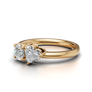 Anillo Toi Et Moi con diamante cultivado en laboratorio certificado por IGI, oro amarillo/blanco y rosa de 18 quilates, anillo de compromiso con forma redonda y de corazón para mujer - Product Image 2