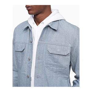 Chaqueta vaquera fina para hombre, chaqueta vaquera rasgada de talla grande, con diseños personalizados de alta calidad, para otoño e invierno, nueva moda - Product Image 5