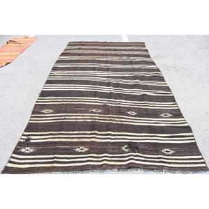 พรมตุรกีขนาด 5.9x11 ฟุต, พรมขนาดใหญ่สไตล์วินเทจ, พรมสีน้ำตาลล้วน - Product Image 1